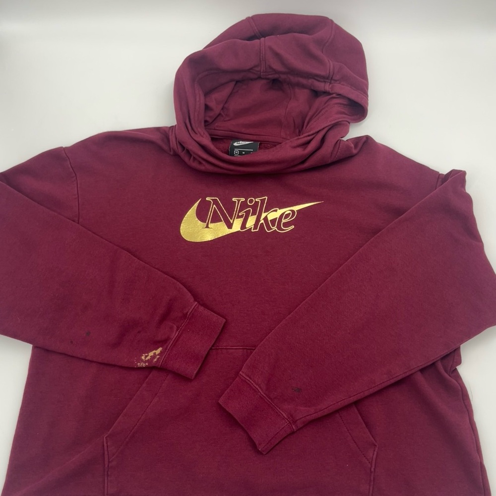 Nike Maroon Hoodie with Gold Swoosh